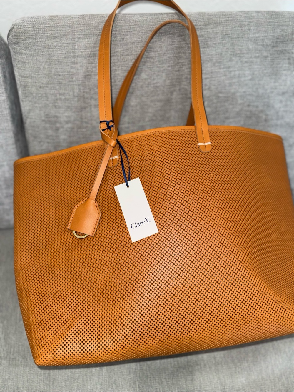 Clare V perforated leather tote